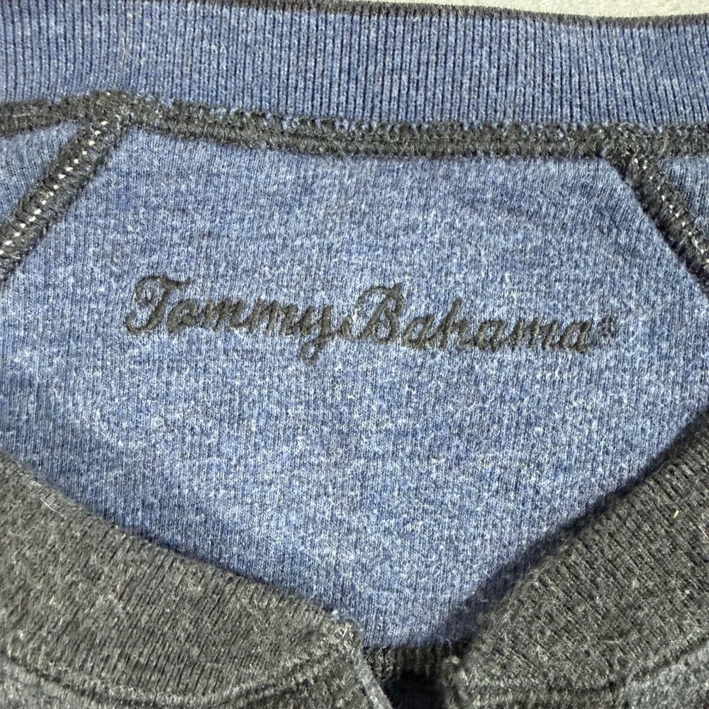 Tommy Bahama Mens Henley Sweater Large Gray Reversible FlipShore Abaco Pullover - Picture 5 of 7